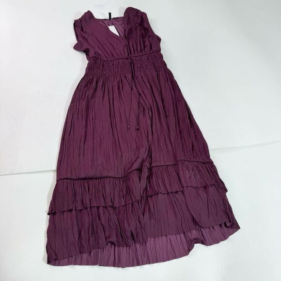 WHBM Midi Dress Womens Small Purple Satin Sleeveless Tiered Flowy Party New - Picture 1 of 11